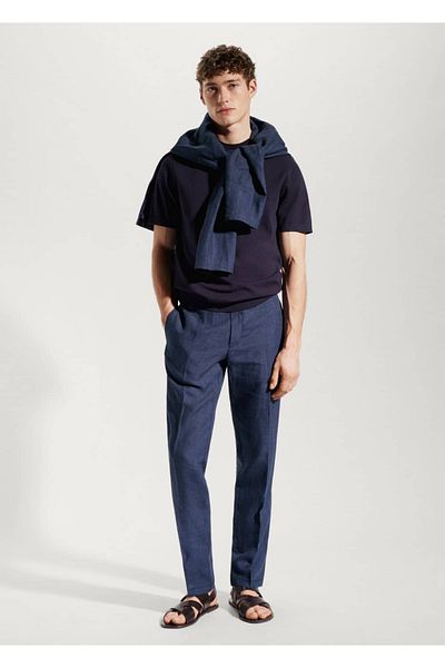 MANGO Man Παντελόνι Slim Fit 100% λινό