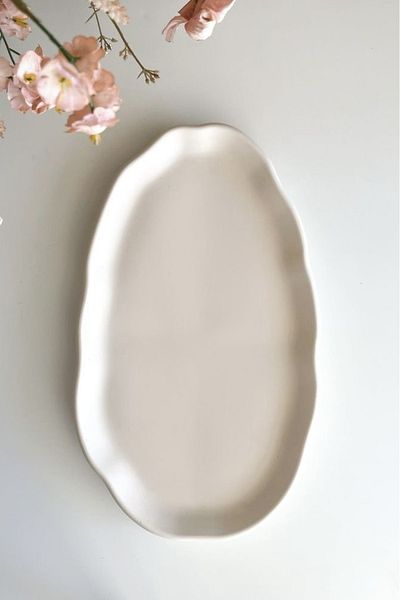 Mandalin Store Long Oval Curved Decorative Plate