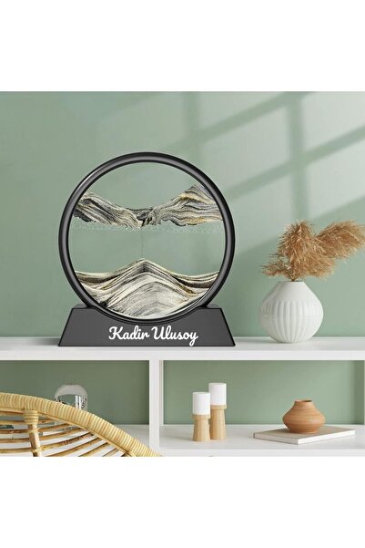 Çılgıntrend Kişiye Özel 3D Cam Hareketli Siyah Beyaz Renk Kum Sanatı