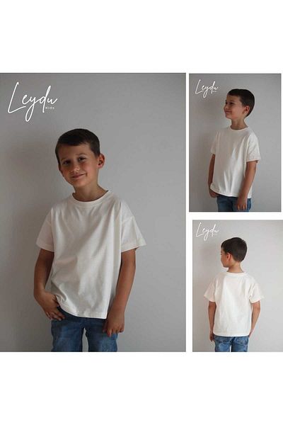 Leydukids Unisex Girl Boy Comfortable Fit Basic Printed Cotton Baby Kids Ecru T-shirt