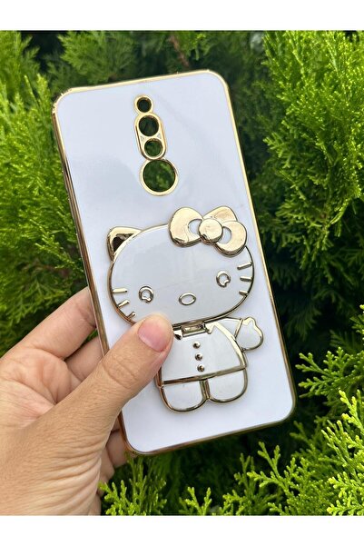 Aksesuarda Moda Redmi 8 Uyumlu Hello Kitty Stand Aparatlı Lazer Kesim Kılıf