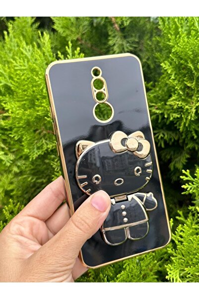 Aksesuarda Moda Redmi 8 Uyumlu Hello Kitty Stand Aparatlı Lazer Kesim Kılıf
