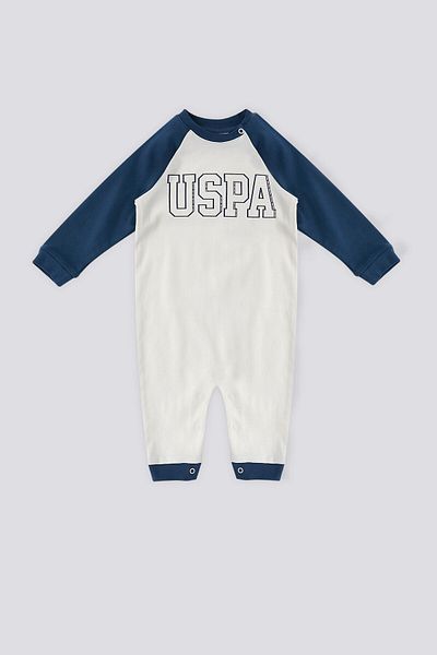 U.S. Polo Assn. Salopetă pentru bebeluși cu detaliu snap cu garnitură crem