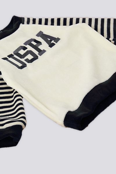 U.S. Polo Assn. U.S. Polo Assn Ecru Striped Sleeve Detail Baby Set of 2