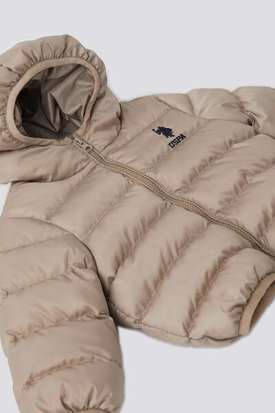 U.S. Polo Assn. معطف أطفال بغطاء للرأس باللون البيج من U.S. Polo Assn