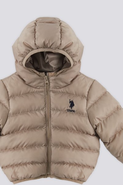 U.S. Polo Assn. U.S. Polo Assn Bej Kapüşonlu İçi Tüylü Bebek Mont