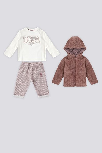 U.S. Polo Assn. BAZA. Set 3 piese Polo Assn Pink Welsoft Top Baby