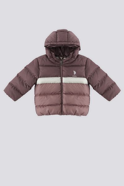 U.S. Polo Assn. Palton pentru bebeluși cu glugă în două culori, trandafir uscat