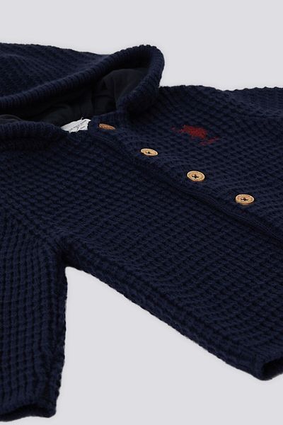 U.S. Polo Assn. U.S. Polo Assn Navy Blue Hooded Baby Baby Cardigan
