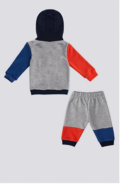 U.S. Polo Assn. U.S. Polo Assn Gray Melange Kangaroo Pocket Hooded Baby Set of 2