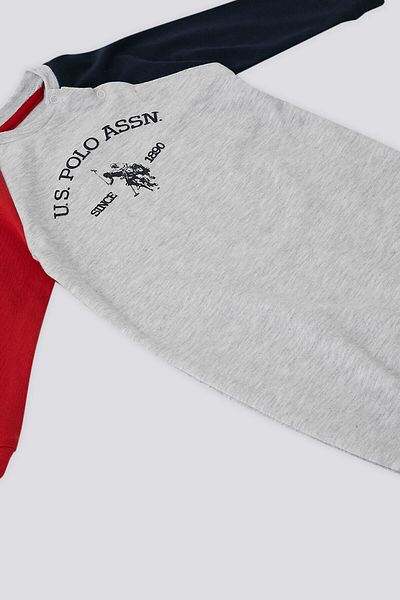 U.S. Polo Assn. U.S. Polo Assn Snow Melange Garnished Sleeve Detail Baby Jumpsuit