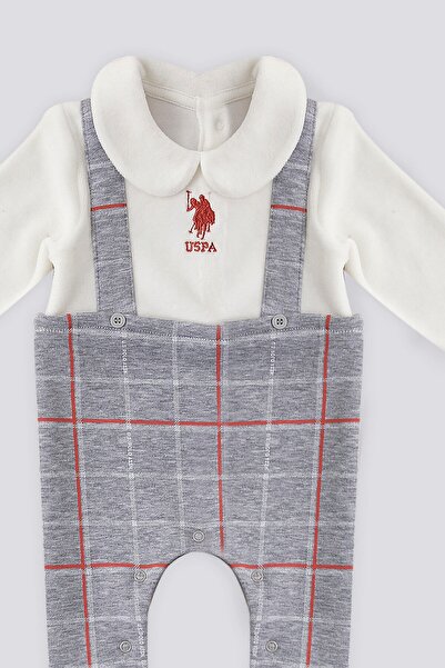 U.S. Polo Assn. U.S. Polo Assn Gri Melanj Kadife Bebek Tulum