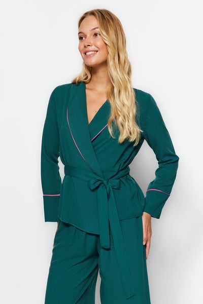 makkash Women's Green Lucky Patterned Hooded Fleece Plush Pajama Set -  Trendyol
