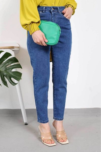 TugsatTasarTekstil Pantaloni de damă cu talie înaltă, blugi Mom Jeans
