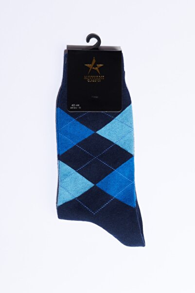 ALTINYILDIZ CLASSICS Men's Navy Blue Patterned Cotton Casual Socks