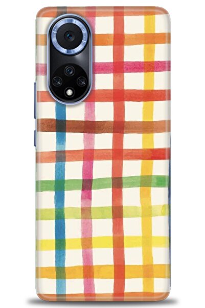 MRCİLETİSİM حافظة هواوي نوفا 9 مطبوعة بدقة HD - مربعات ملونة + واقي شاشة كامل