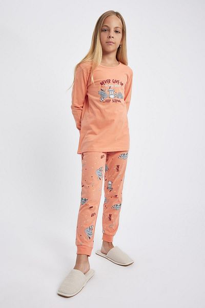 DeFacto Long Sleeve Printed Girl's Pajama Set