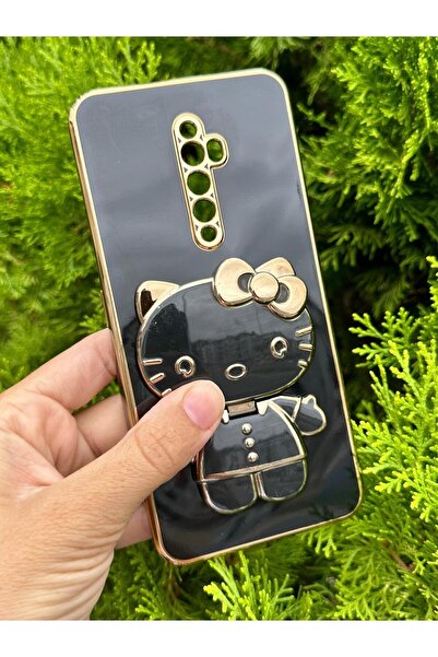 Aksesuarda Moda Oppo Reno 2z Uyumlu Hello Kitty Stand Aparatlı Lazer Kesim Kılıf