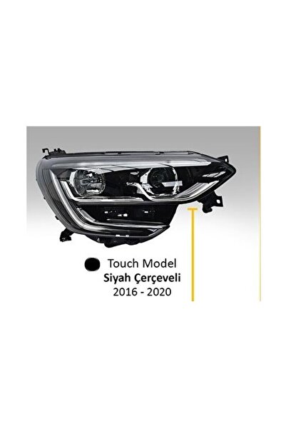 Genel Markalar Megane 4 Sol Ön Far Lambası Touch Model Motorlu Tip Siyah Çerç...