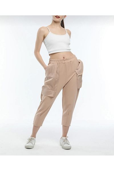 BEBE PLUS Beige Baggy Trousers with Pockets