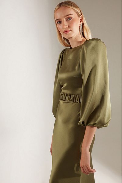 BETTY & SAM Khaki zásnubní šaty Heleny se speciálním designem