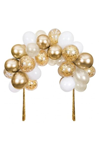 party mix Beyaz Gold Balon Set 35 Adet Doğum Günü Balonu Gold Doğum Günü Kons...
