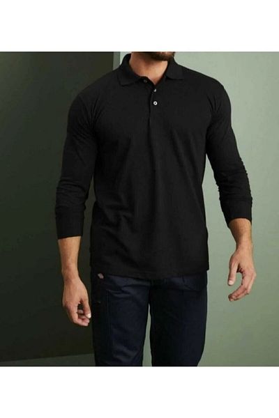 Nacar Adult Long Sleeve Solid Color Basic Polo Neck T-shirt