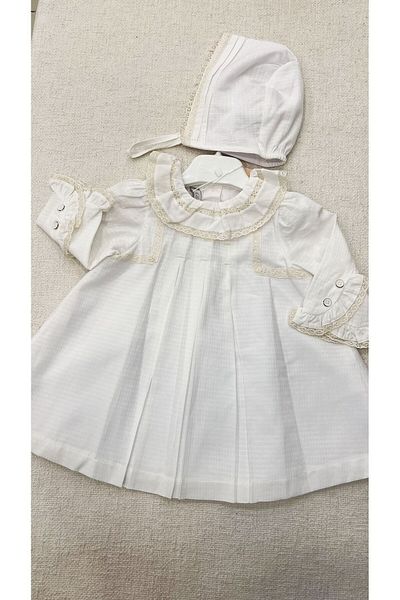 Babydola baby girl guipure detailed dress with lora hat accessory oeko tex certified
