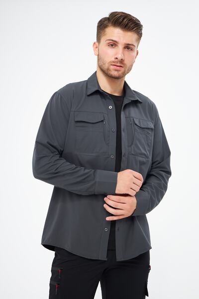 GHASSY CO. Чоловіча функціональна сорочка з кишенями, регульованими рукавами та повітряними прошарками для близької охорони GM-002