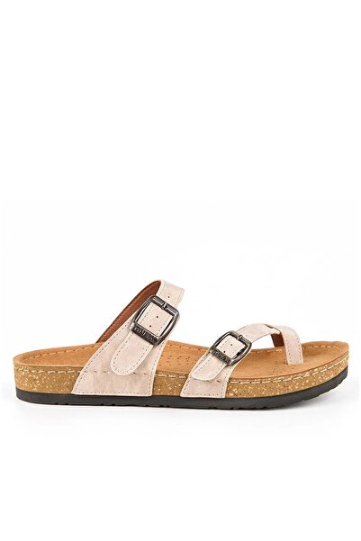 Muya Γυναικείες κρεμ καθημερινές παντόφλες Camilia 31101