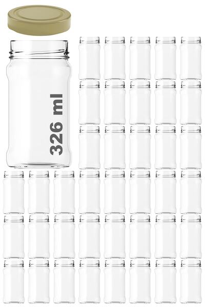 Afracam 326 ml Cam Kavanoz 326 cc Bal Kavanozu Derin Metal Gold Kapaklı 39 Adet