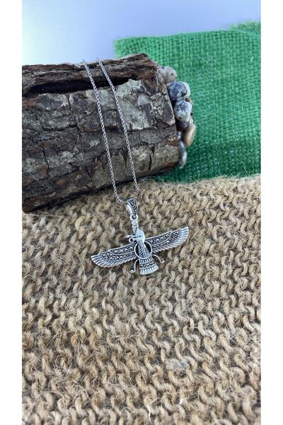 Midyat Artuklu Gümüşçülük Ahura Mazda Modeli Gümüş Markazit Taşlı Gümüş Kolye