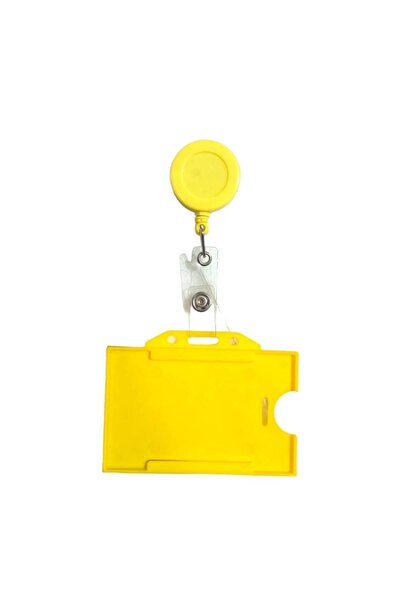 DODO BONE يويو أصفر وحامل بطاقات بلاستيكي أفقي أصفر، شارة اسم،