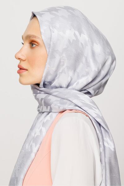 Mooncorn Houndstooth Pattern Shiny Jacquard Shawl