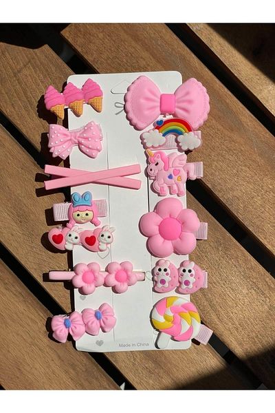 SUBU TASARIM Cataramă cu cleme figurate, 13 piese, roz SBT1704