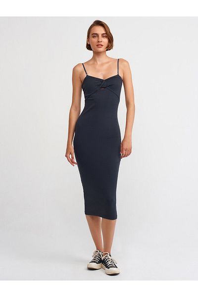 Dilvin 90456 Rochie midi cu noduri-Antracit