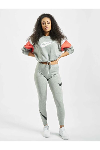 Nike Leggings High Rise Yüksek Belli Pamuk Polyester Ince Siyah Tayt Ct