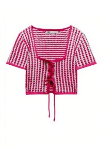 MİNEL ALA MODA TRİKO MARKA MUADİLİ CROP ÖRGÜ GÖRÜNÜMLÜ BÜSTİYER