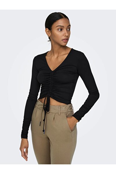 ONLY Women's Elastic and Laced Brown Trousers - 15115847
