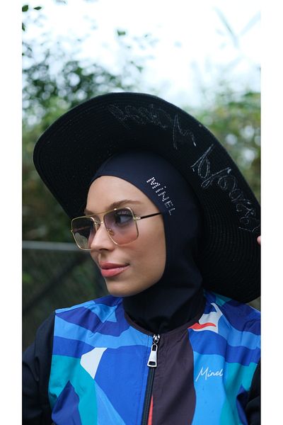 Minel Boneta Hijab brodata cu piatra bleumarin pentru femei