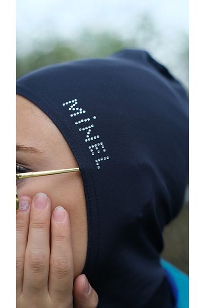 Minel Boneta Hijab brodata cu piatra bleumarin pentru femei
