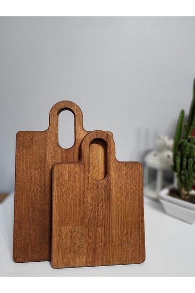 HBS Art Design Ellipse Handle BEAN TREE Cutting Board Luxury Set of 2