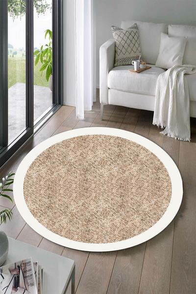 Halise Home Kaymaz Tabanlı Yıkanabilir Baskılı Yuvarlak Halı Yolluk