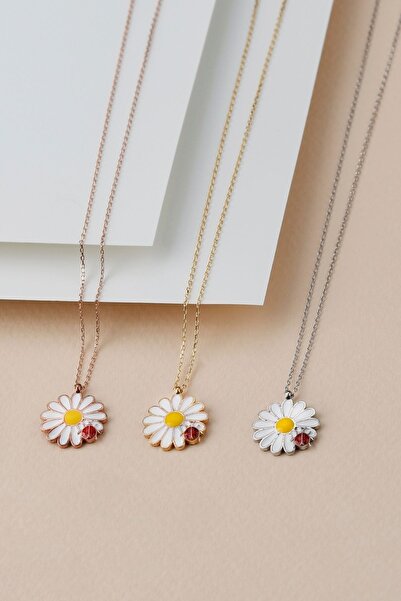 Şimal Silver 925 Ayar Uğur Böcekli Papatya Rose Gümüş Kolye