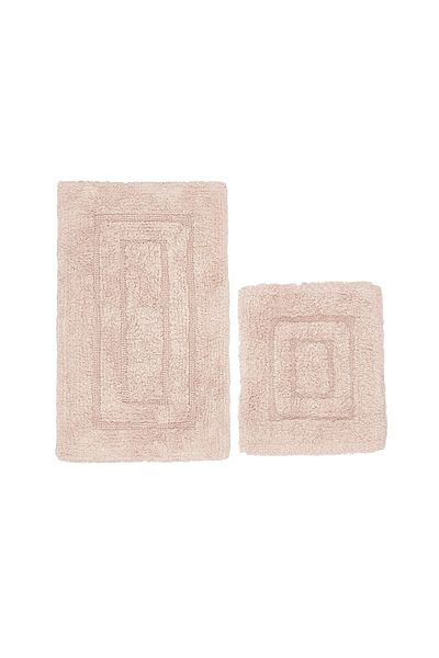 Dekoreko Royal Hand Tufting & Cotton 2-Piece Toilet Set Bath Mat Powder