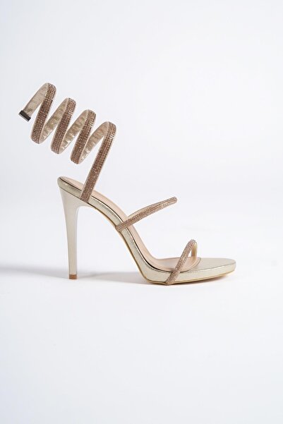 Modabuymus Pantofi de seara cu toc cu platforma cu bretele la glezna cu bijuterii Etna