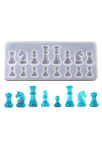 Getshopmini Epoksi Satranç Kalıbı Silikon 16'li