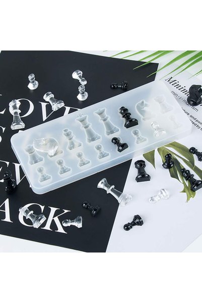 Getshopmini Epoxy Chess Mold Silicone 16 Pcs