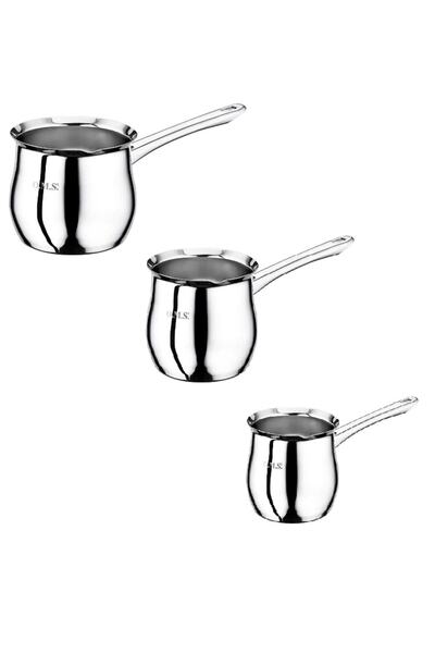 OMS طقم أواني قهوة ستيل 3 قطع سادة (سلسلة متوسطة الحجم)