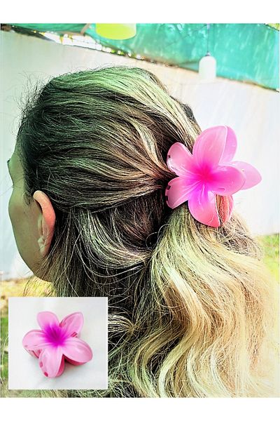 TÜKKAN ACCESSORİES PINK LOTUS FLOWER GLOSSY ACRYLIC WOMEN VINTAGE LATCH Buckle-MANTOK3
